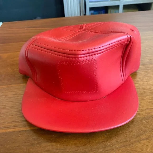 Vintage Red Leather Hat - Picture 1 of 4